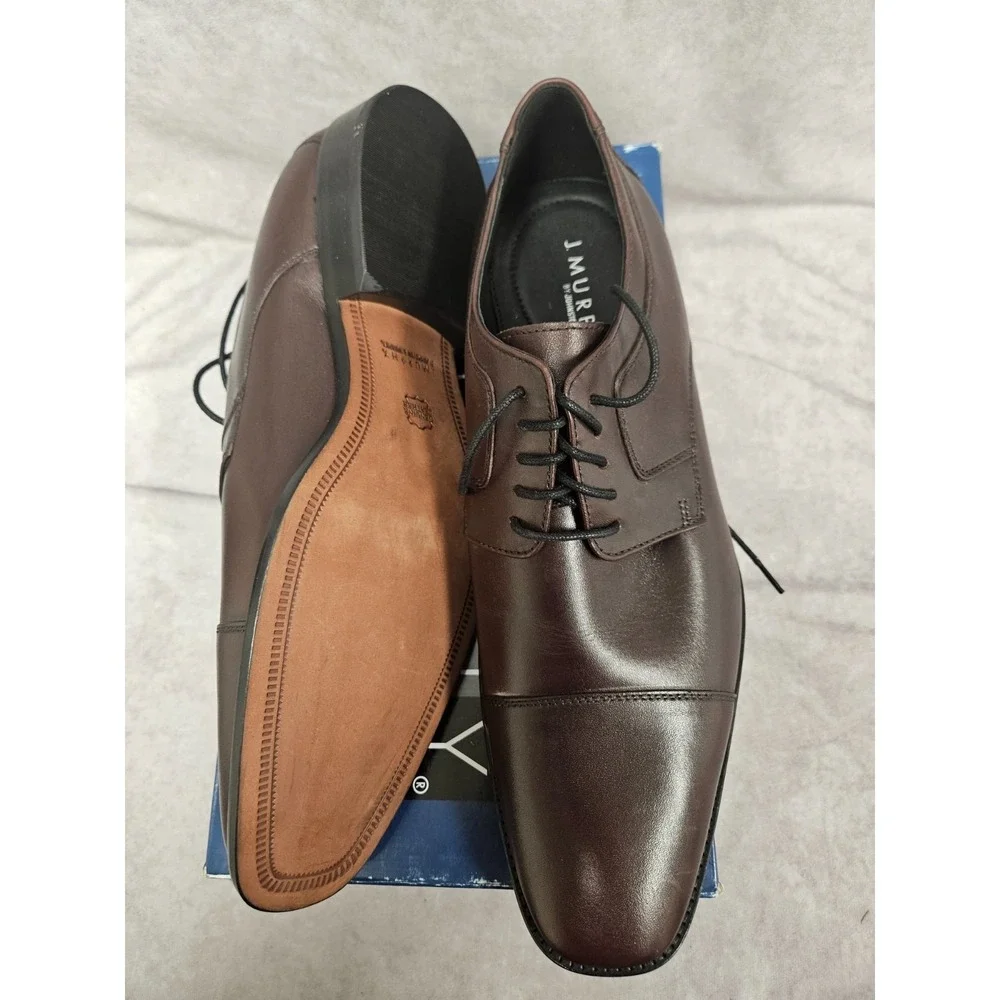 J. MURPHY MENS NOVICK CAP TOE LEATHER BURGANDY OXFORD SHOES SIZE 14D NEW